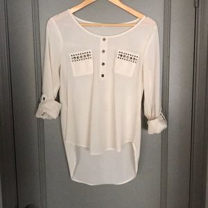 MINE - Sheer High Low Blouse